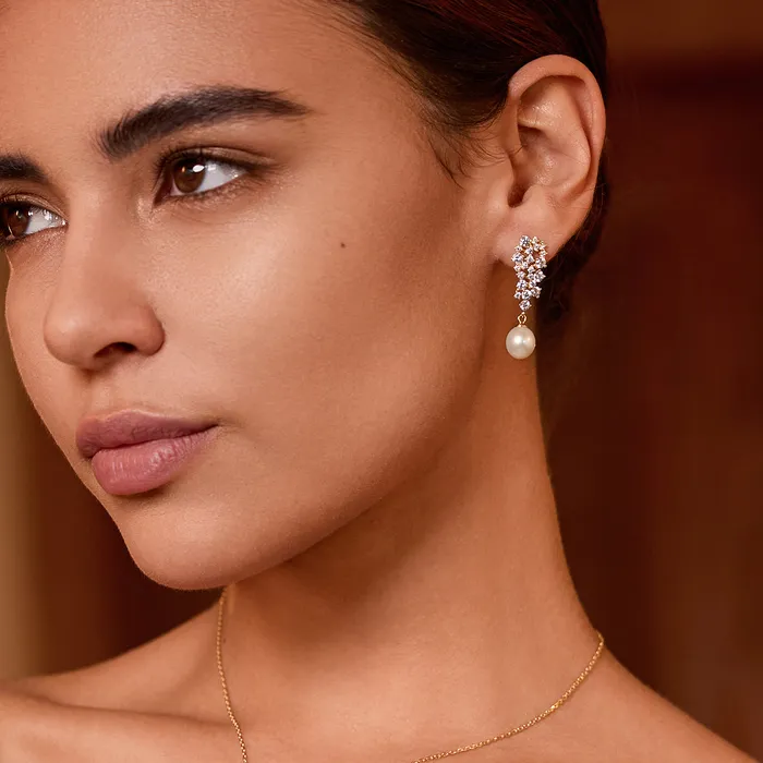 Pearly Lustre Earrings Elegant Freshwater Pearl Earrings WE00346 CELESTE