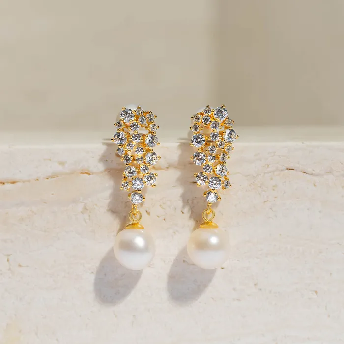 Pearly Lustre Earrings Elegant Freshwater Pearl Earrings WE00346 CELESTE