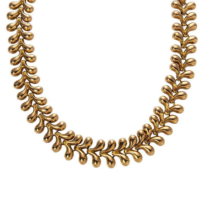 Croghans Necklaces Estate 18K Yellow Gold Scalloped Collar Necklace