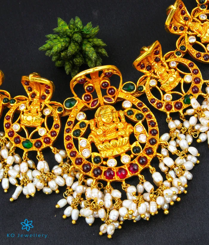 Silversmith Necklaces The Adishesha Antique Silver Lakshmi Necklace
