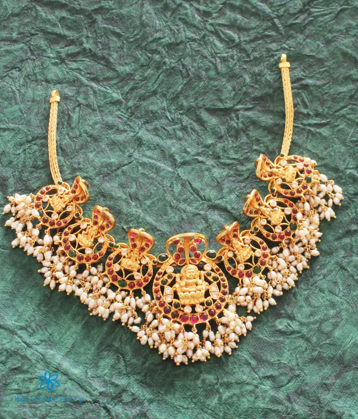 Silversmith Necklaces The Adishesha Antique Silver Lakshmi Necklace