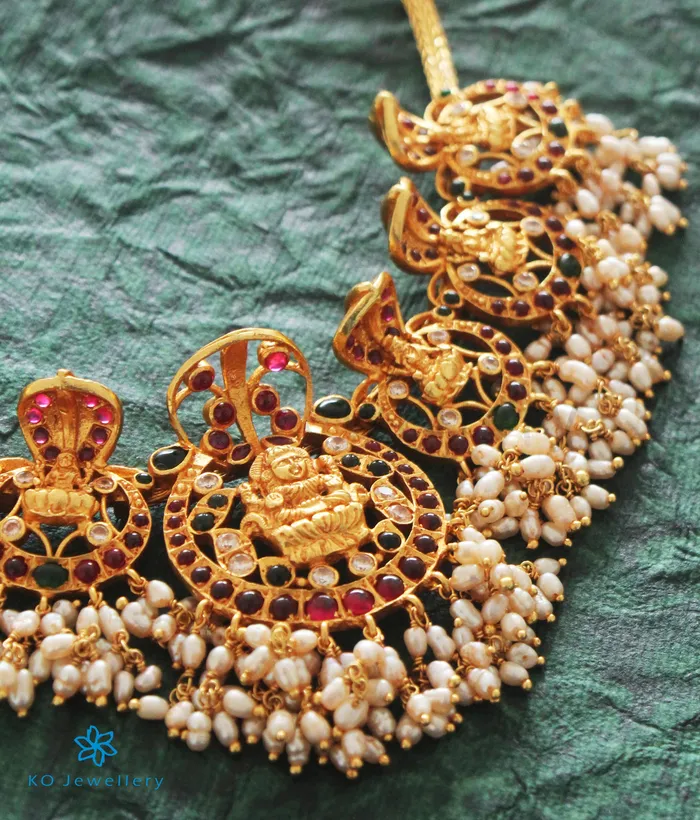 Silversmith Necklaces The Adishesha Antique Silver Lakshmi Necklace
