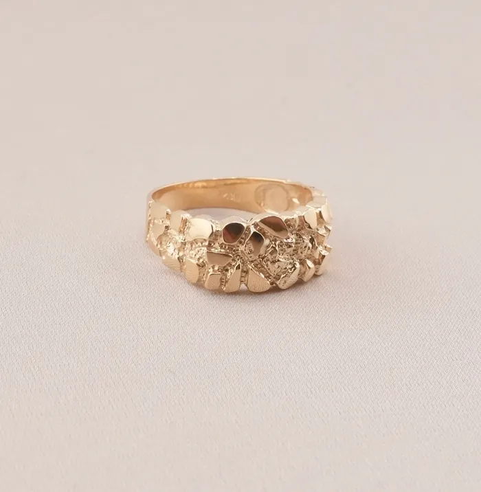 14K Gold Nugget Mens Ring RG1669 AB and J Rings 14K Gold Nugget Mens Ring RG1669 AB and J Rings