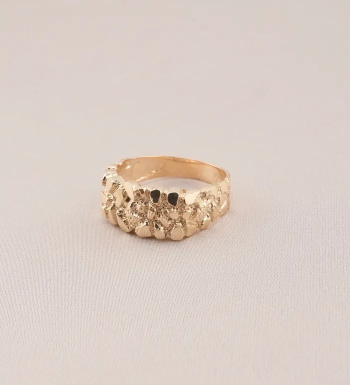 14K Gold Nugget Mens Ring RG1669 AB and J Rings 14K Gold Nugget Mens Ring RG1669 AB and J Rings