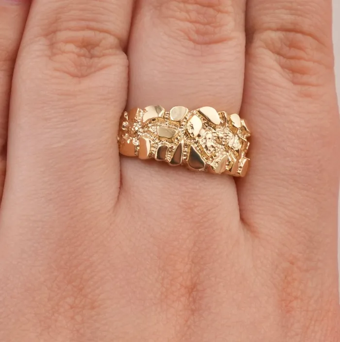 14K Gold Nugget Mens Ring RG1669 AB and J Rings 14K Gold Nugget Mens Ring RG1669 AB and J Rings