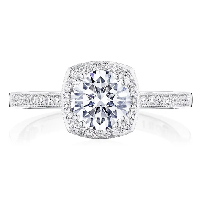 International Diamond Center Rings Tacori 14k White Gold Coastal Crescent Collection Classic Engagement Ring Setting 025CTW