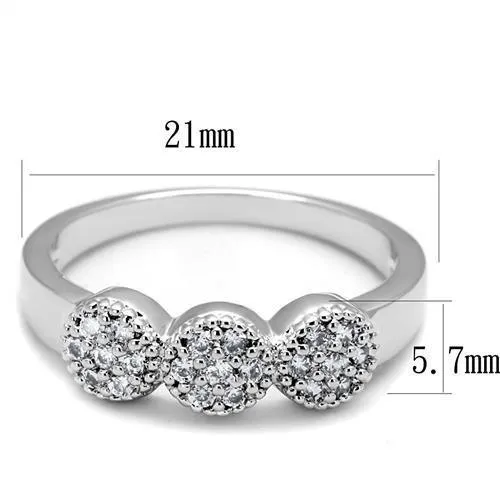 3W1220 Rhodium Brass Ring with AAA Grade CZ in Clear Alamode Rings