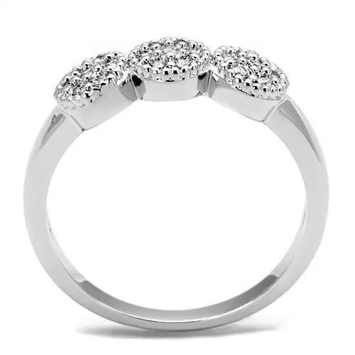 3W1220 Rhodium Brass Ring with AAA Grade CZ in Clear Alamode Rings