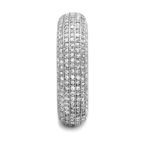 3W1273 Rhodium Brass Ring with AAA Grade CZ in Clear Alamode Rings