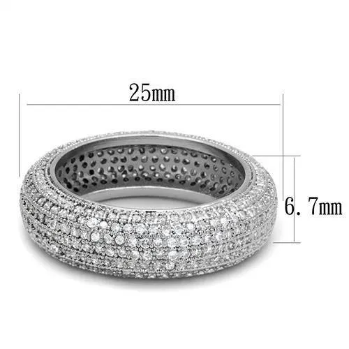 3W1273 Rhodium Brass Ring with AAA Grade CZ in Clear Alamode Rings