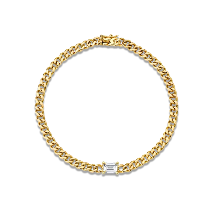 anitako Bracelets CUBAN LINK BRACELET WITH BAGUETTE DIAMOND CENTER 50
