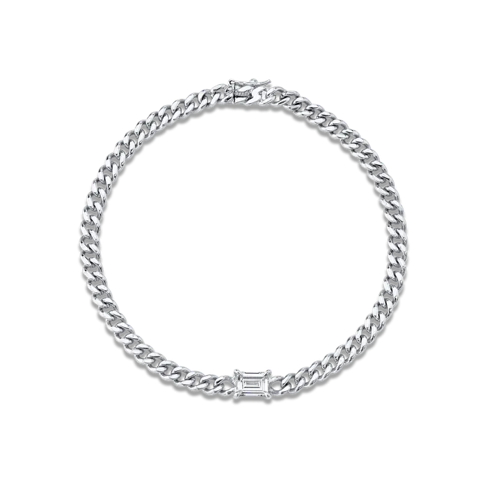anitako Bracelets CUBAN LINK BRACELET WITH BAGUETTE DIAMOND CENTER 50