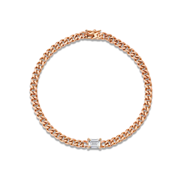 anitako Bracelets CUBAN LINK BRACELET WITH BAGUETTE DIAMOND CENTER 50