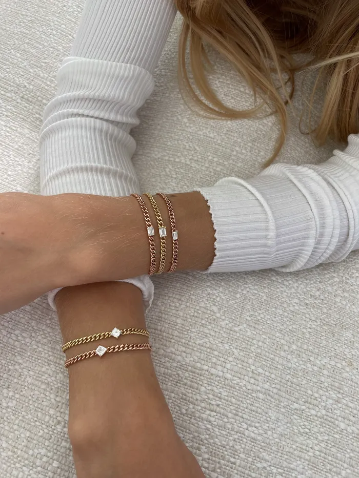 anitako Bracelets CUBAN LINK BRACELET WITH BAGUETTE DIAMOND CENTER 50