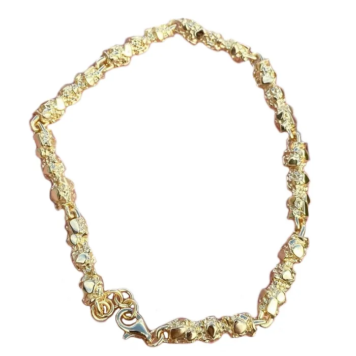 Bling Cartel Bracelets 14K Gold Plated 925 Sterling Silver Nugget Cut Round Bracelet 55MM 7 or 85 Bling Cartel Bracelets 14K Gold Plated 925 Sterling Silver Nugget Cut Round Bracelet 55MM 7 or 85