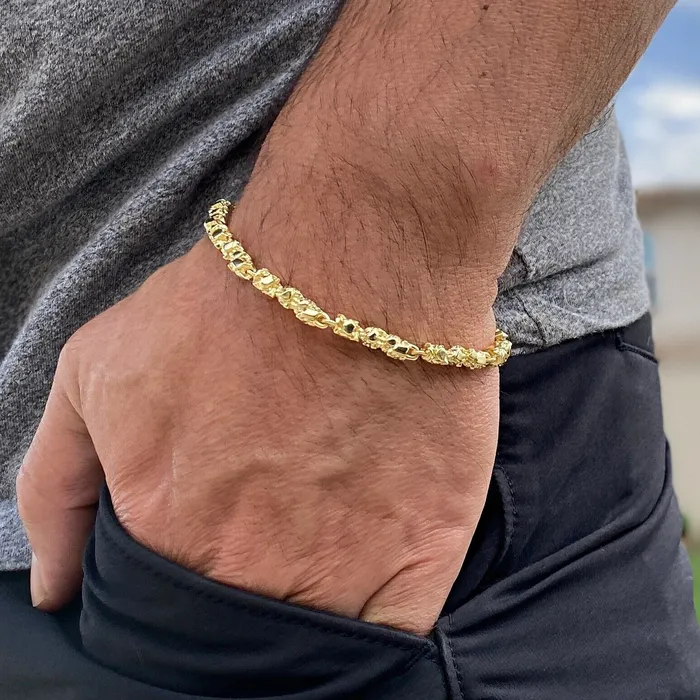 Bling Cartel Bracelets 14K Gold Plated 925 Sterling Silver Nugget Cut Round Bracelet 55MM 7 or 85