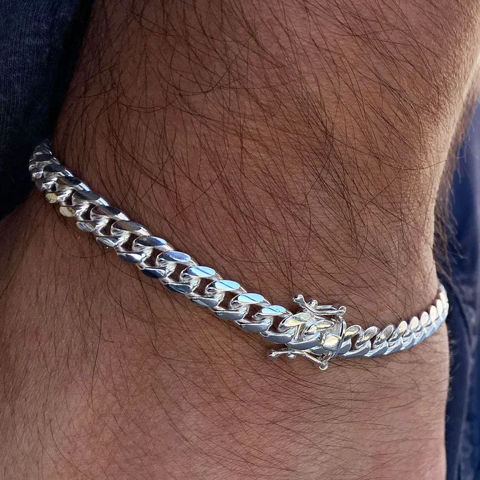 Bracelets 925 Sterling Silver Miami Cuban Link Plain Bracelet 85 x 6mm Bling Cartel Admin