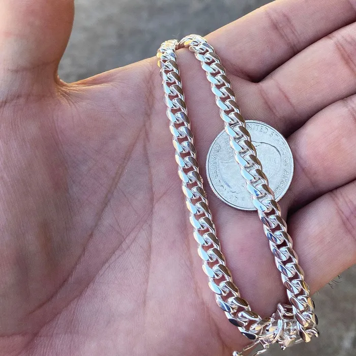 Bracelets 925 Sterling Silver Miami Cuban Link Plain Bracelet 85 x 6mm Bling Cartel Admin