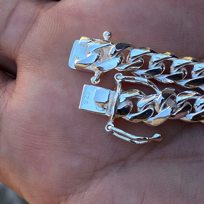 Bracelets 925 Sterling Silver Miami Cuban Link Plain Bracelet 85 x 6mm Bling Cartel Admin