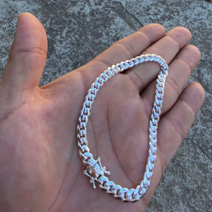 Bracelets 925 Sterling Silver Miami Cuban Link Plain Bracelet 85 x 6mm Bling Cartel Admin