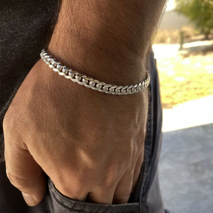 Bracelets 925 Sterling Silver Miami Cuban Link Plain Bracelet 85 x 6mm Bling Cartel Admin