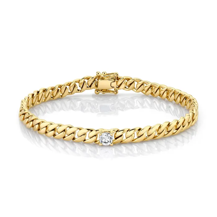 Bracelets anitako MEDIUM CUBAN LINK BRACELET WITH ROUND DIAMOND CENTER