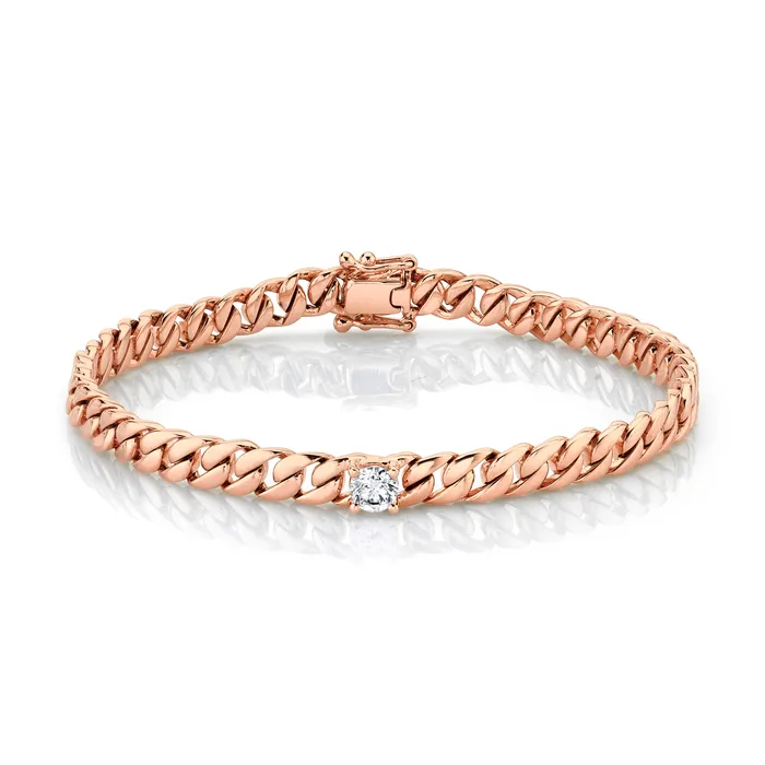 Bracelets anitako MEDIUM CUBAN LINK BRACELET WITH ROUND DIAMOND CENTER