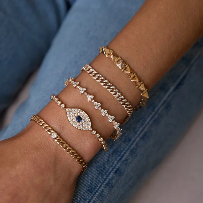 Bracelets anitako MEDIUM CUBAN LINK BRACELET WITH ROUND DIAMOND CENTER