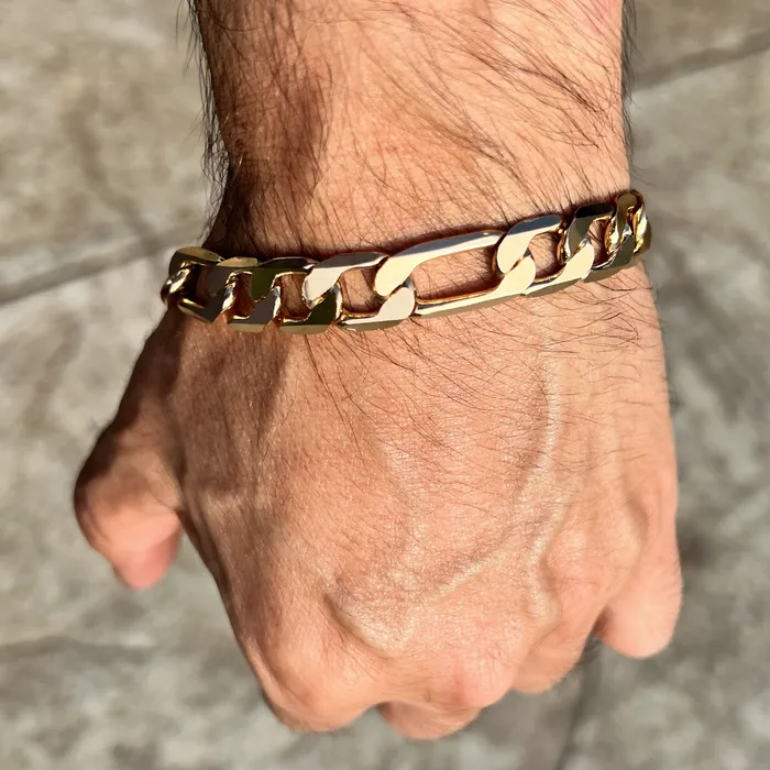 Bracelets Bling Cartel Admin 14k Gold Plated Figaro Link Bracelet 10 x 12mm Bracelets Bling Cartel Admin 14k Gold Plated Figaro Link Bracelet 10 x 12mm