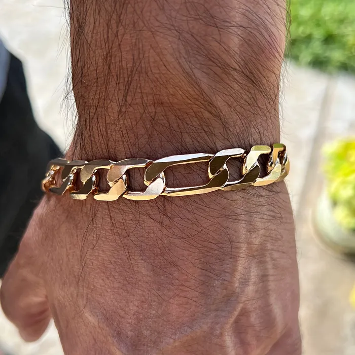 Bracelets Bling Cartel Admin 14k Gold Plated Figaro Link Bracelet 10 x 12mm Bracelets Bling Cartel Admin 14k Gold Plated Figaro Link Bracelet 10 x 12mm