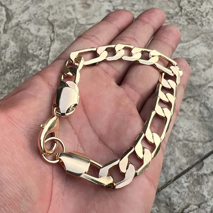 Bracelets Bling Cartel Admin 14k Gold Plated Figaro Link Bracelet 10 x 12mm Bracelets Bling Cartel Admin 14k Gold Plated Figaro Link Bracelet 10 x 12mm