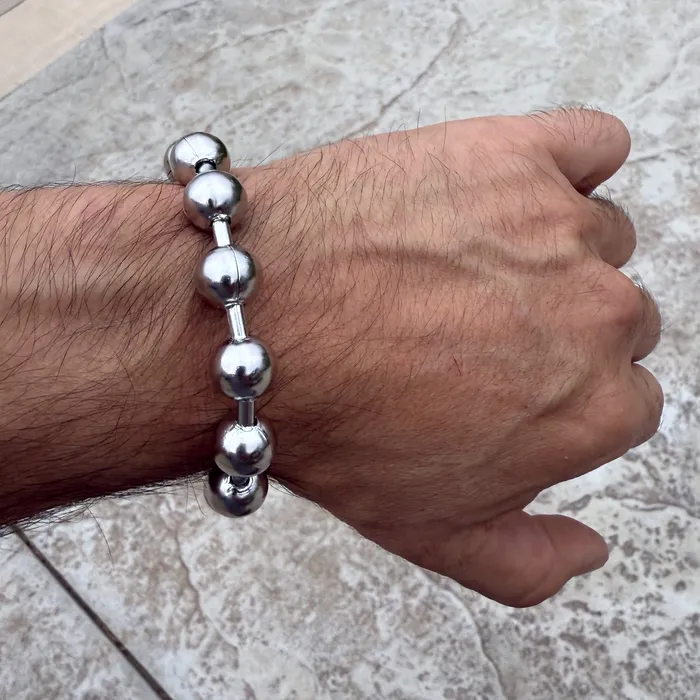 Bracelets Bling Cartel Ball Bead Bracelet 316L Stainless Steel Hollow Beaded Big Balls 12MM Bracelets Bling Cartel Ball Bead Bracelet 316L Stainless Steel Hollow Beaded Big Balls 12MM