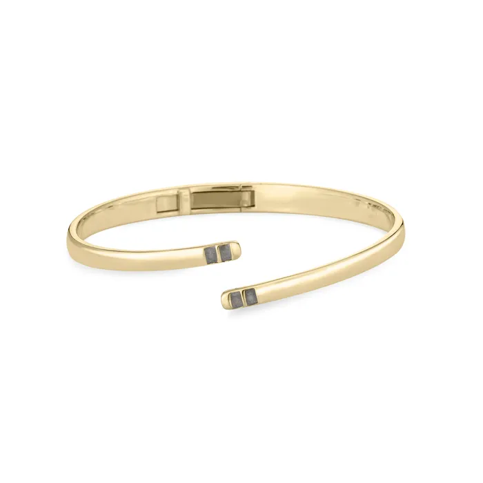 Bypass Hinged Cuff Cremation Bracelet in 14K Yellow Gold closebymejewelry Bracelets Bypass Hinged Cuff Cremation Bracelet in 14K Yellow Gold closebymejewelry Bracelets