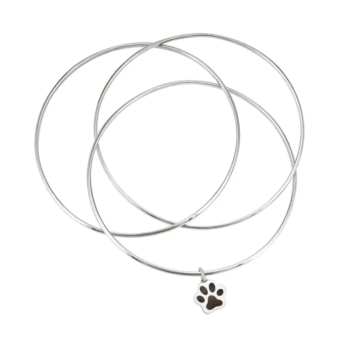 closebymejewelry Bracelets Interlocking Bangle Bracelet with Various Cremation Charms in Sterling Silver