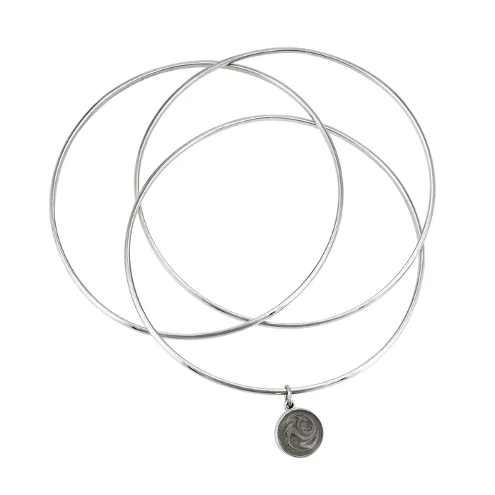 closebymejewelry Bracelets Interlocking Bangle Bracelet with Various Cremation Charms in Sterling Silver