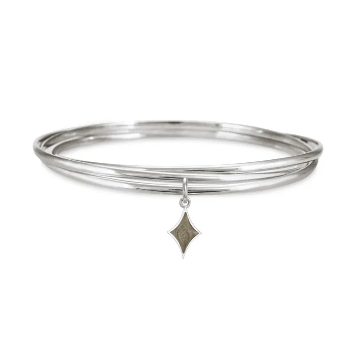 closebymejewelry Bracelets Interlocking Bangle Bracelet with Various Cremation Charms in Sterling Silver
