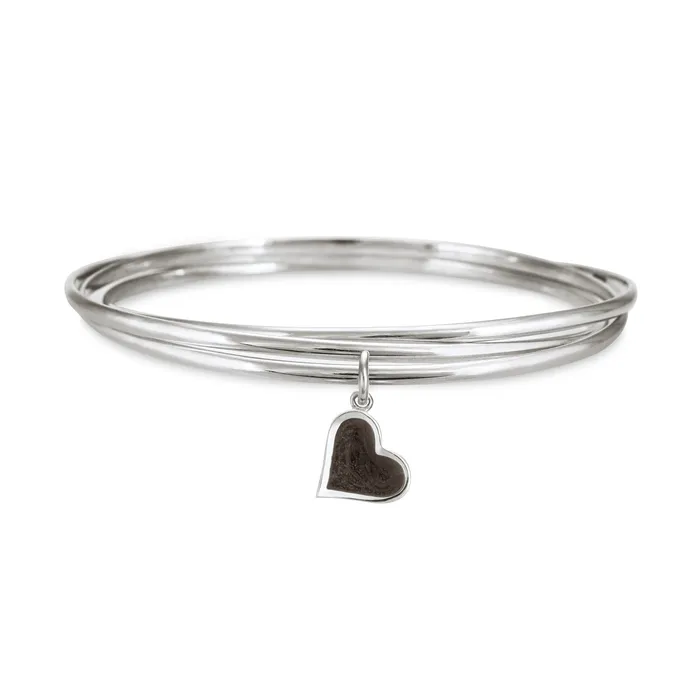 closebymejewelry Bracelets Interlocking Bangle Bracelet with Various Cremation Charms in Sterling Silver