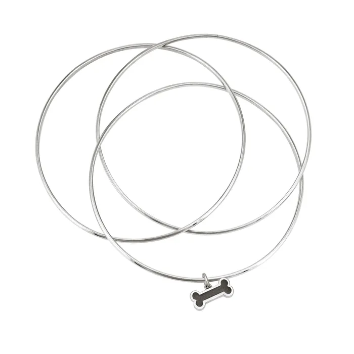 closebymejewelry Bracelets Interlocking Bangle Bracelet with Various Cremation Charms in Sterling Silver