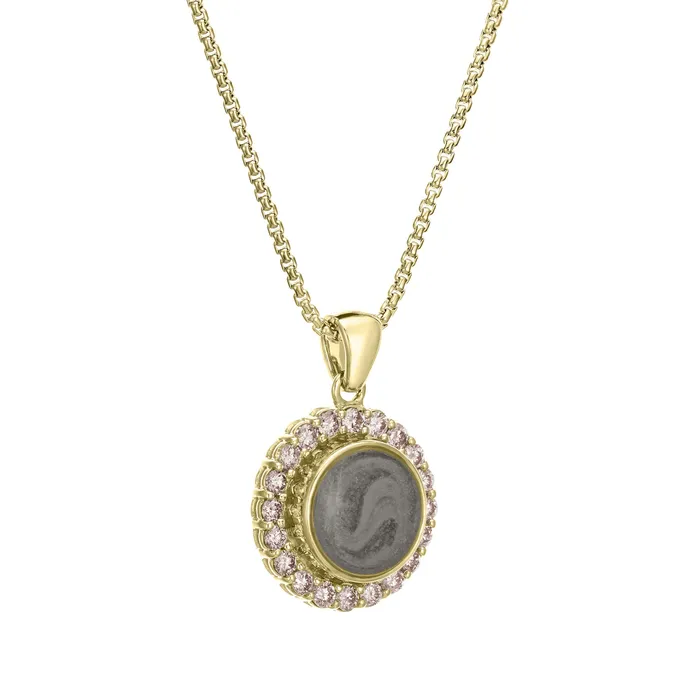 closebymejewelry Large Diamond Halo Cremation Necklace in 14K Yellow Gold Necklaces