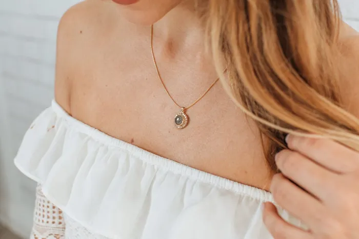 closebymejewelry Large Diamond Halo Cremation Necklace in 14K Yellow Gold Necklaces