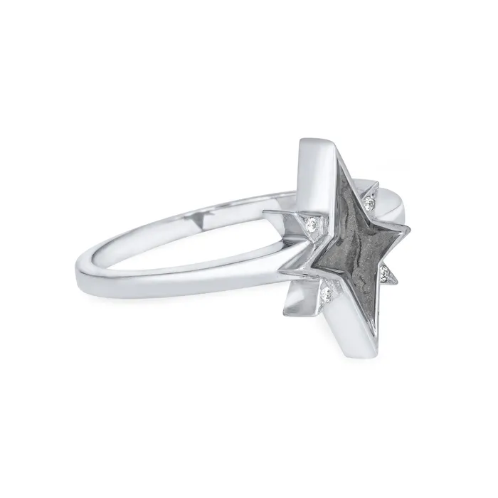closebymejewelry Rings North Star Cremation Ring in 14K White Gold with Diamond Points