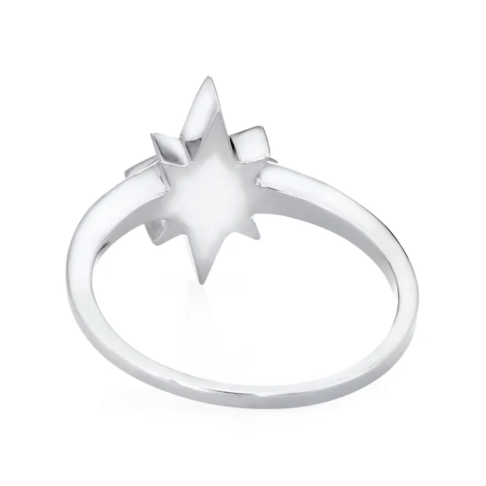 closebymejewelry Rings North Star Cremation Ring in 14K White Gold with Diamond Points