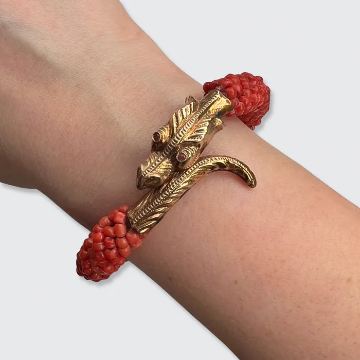 Coral Bead Snake Bangle Bracelet 21stfinds Bracelets