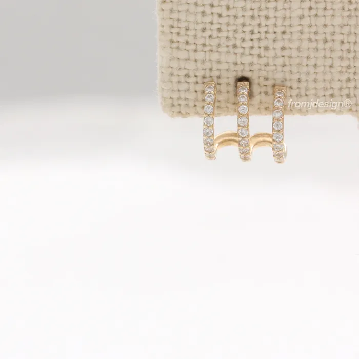 from J Shop Earrings CZ Pave Triple Wire Ear Piercing