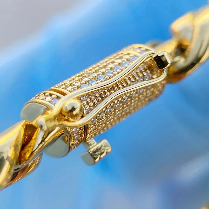 Harlem Bracelets 14K Gold Plated Stainless Steel Miami Cuban Bracelet Iced VVS D Moissanite Clasp 12MM 85 Harlem Bracelets 14K Gold Plated Stainless Steel Miami Cuban Bracelet Iced VVS D Moissanite Clasp 12MM 85