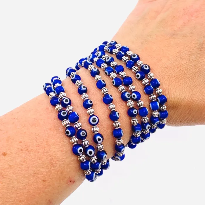 Intricate Evil Eye Glass Bead Bracelet Natto USA Bracelets