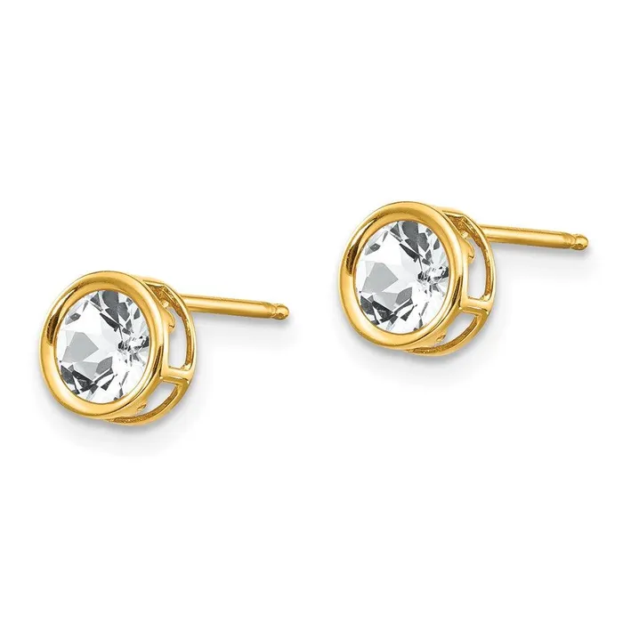 Jewelry 14k 5mm Bezel White Topaz Stud Earrings Earrings Jewelry 14k 5mm Bezel White Topaz Stud Earrings Earrings