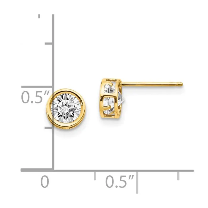 Jewelry 14k 5mm Bezel White Topaz Stud Earrings Earrings Jewelry 14k 5mm Bezel White Topaz Stud Earrings Earrings