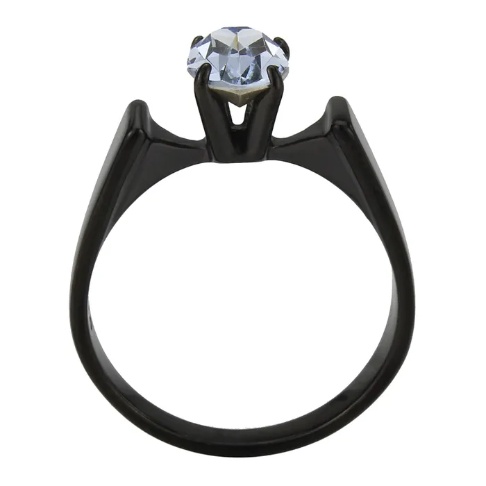 Rings Alamode TK3740 IP Black Stainless Steel Ring with Top Grade Crystal in Aquamarine