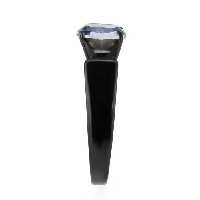 Rings Alamode TK3740 IP Black Stainless Steel Ring with Top Grade Crystal in Aquamarine